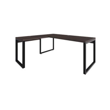 Imagem de Mesa Em L Presidente 190x160x75cm Yon Terracota Estante Preta