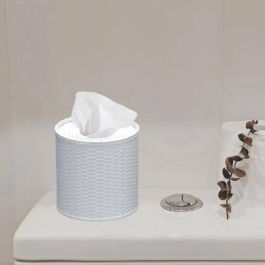 Imagem de Porta Guardanapos Rolo Papel Higiênico Redondo Branco Rattan