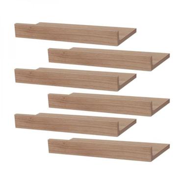Imagem de Kit 6 Prateleiras Carvalho Suporte Mercado das Prateleiras
