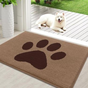 Imagem de Buganda Tapete de porta de cachorro para patas enlameadas, capachos absorventes de sujeira antiderrapante, tapete de baixo perfil lavável para cães de lama, tapete de entrada para piso interno (91 x
