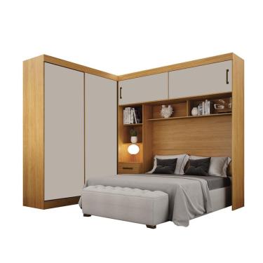 Imagem de Guarda-Roupa Modulado Sparta New Flex 4 Portas 7 Gavetas Cinamomo e Off White