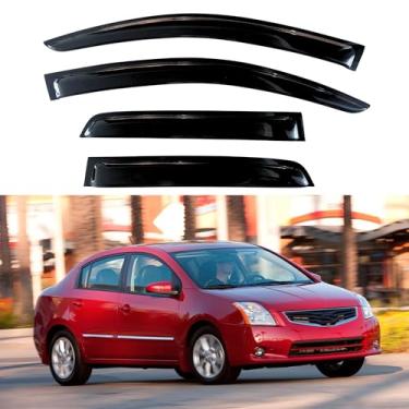 Imagem de KPY Protetor de chuva compatível com Nissan Sentra 2007-2012, 4 peças viseira de janela lateral defletores de ventilação estilo fita adesiva, 2007 2008 2009 2010 2011 2012