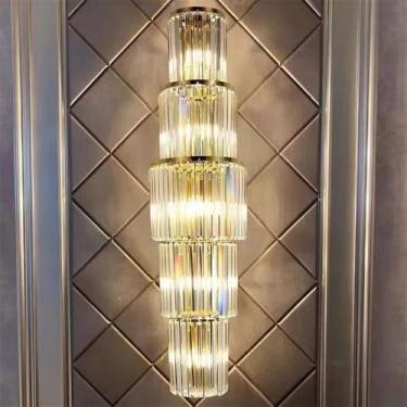 Imagem de Luminária de parede moderna e luxuosa em cristal com LED, ideal para sala de estar, quarto, cabeceira, casa de campo, hotel, escritório, escada e corredor (Estilo 10 D25H100CM)
