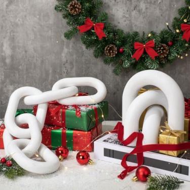 Imagem de Yerliker 2 Pack White Wooden Shelf Decor Wood Chain Link and Wooden Arch Modern Home Decor for Shelves, Coffee Table Sculpture, Bookshelf Accessories, Entryway Table Decorations