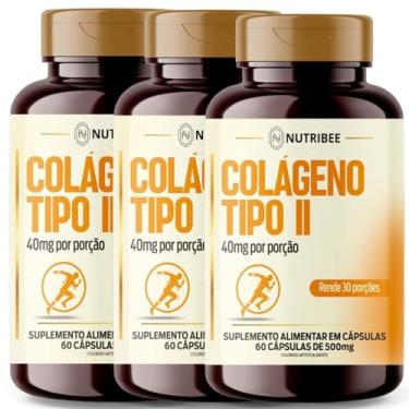 Imagem de 3 x Colágeno Tipo 2 500mg 180 Cápsulas - Suplemento Alimentar