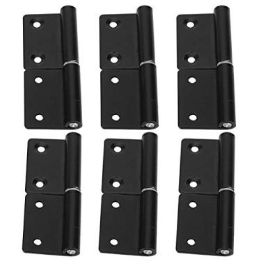 Imagem de Dobradiças removíveis da dobradiça preta da porta de MUNEFE, bandeira de aço inoxidável de 6 pces, encaixes das dobradiças do elevador para a mobília do armário