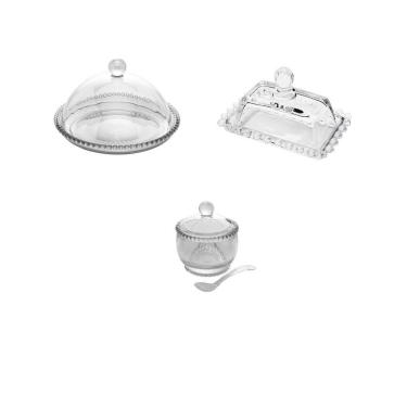 Imagem de Kit Queijeira + Açucareiro + Manteigueira Pearl Wolff