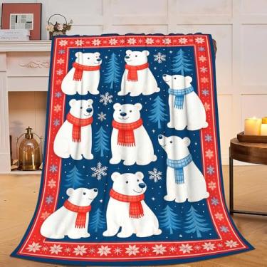 Imagem de Cobertor de urso polar para mulheres e meninas, ursinhos fofos, cobertor de flanela macia, aconchegante, felpudo, ursos polares, felpudo, quente, roupa de cama para crianças e adultos, 102 x 127 cm