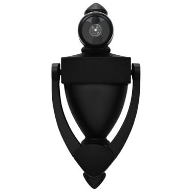 Imagem de Aldrava de porta de liga de zinco preto antigo com olho mágico para portas da frente