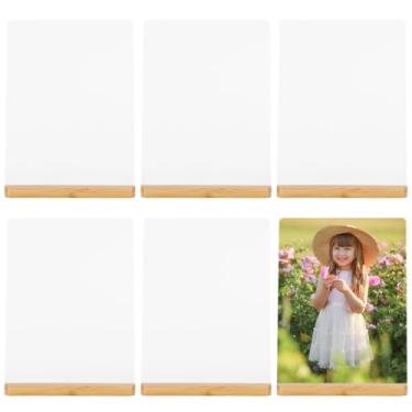 Imagem de 6 espaços em branco de sublimação de alumínio com suportes de madeira, 19 x 14 cm, para arte e decoração de fotos por transferência de calor