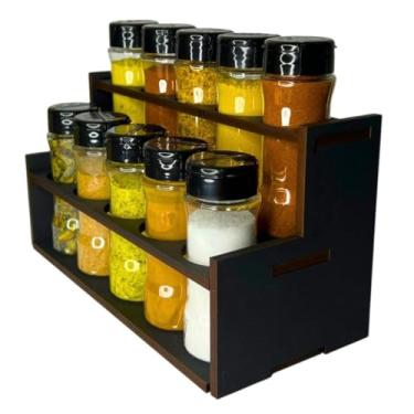 Imagem de Porta Tempero Condimentos Kit Potes Mantimentos Dois Andares