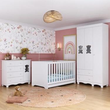 Imagem de Quarto de Bebê Completo com Berço Americano 3 em 1 Ternura Multimóveis Mp4655 Branco