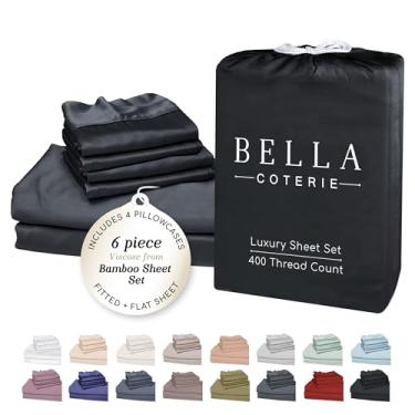 Imagem de Bella Coterie Conjunto de lençóis King Size de viscose de bambu luxuoso de 6 peças | 100% orgânico | Resfriamento para pessoas com sono quente | Bolso profundo de 45,7 cm | Macio e hipoalergênico | 4
