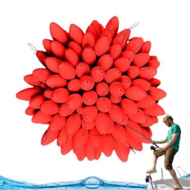 Imagem de Shakven Feijão Espacial de Pesca, Rolha de Bobber Flutuante,Luz de bolas flutuantes brilhando para exteriores - 100x feijão de espaço bobber colorido para aparelhamento, rolha de contas de bobber para