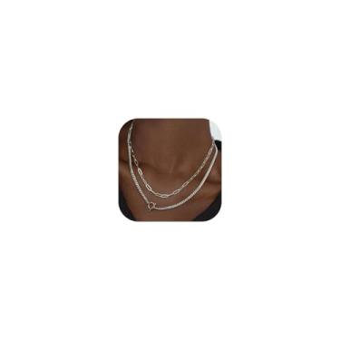 Imagem de Peraca Cris Colar de ouro grosso para mulheres, colar de corrente com clipe de papel em camadas, pingente de ouro, joias delicadas, presentes, Large, Zinco, Sem Pedra Preciosa