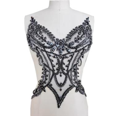 Imagem de Apliques de fantasias 3D, remendos de contas à mão, strass, costurados, para vestidos de casamento e roupas de formatura