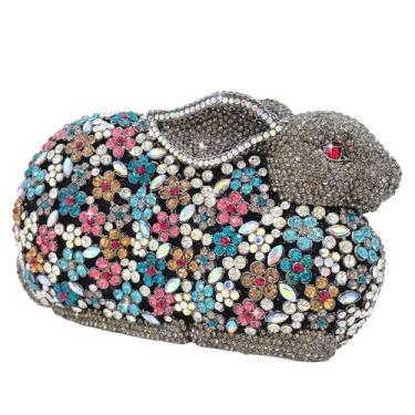 Imagem de Boutique De FGG Mini bolsa clutch de strass de coelho para mulheres, bolsas e bolsas noturnas de animais, bolsa clutch de cristal para festas de formatura, Multiazul 4, Mini