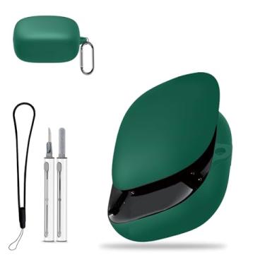 Imagem de Capa para Anker Soundcore Liberty 5, capa protetora com kit de limpeza, capa protetora de silicone macio, acessórios para cordão e chaveiro, impermeável, à prova de poeira, à prova de choque, verde