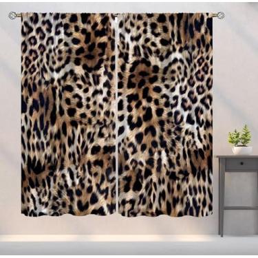 Imagem de YSWOW Cortinas com estampa de leopardo, marrom, guepardo, vida selvagem, arte de vida selvagem, cortinas blackout para quarto e cozinha, conjunto de tecido, 2 painéis, 106 x 153 cm, 80% de taxa de