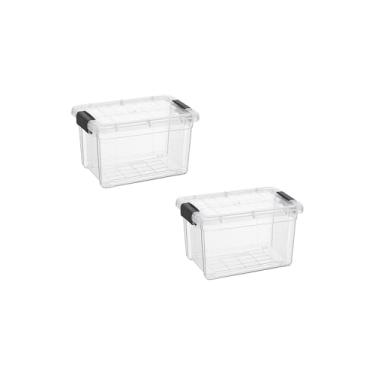 Imagem de Superio Mini recipiente de armazenamento caixa de giz de cera de plástico suprimentos de arte e estojo de costura empilhável transparente pequeno organizador para contas, papelaria, giz e alimentos