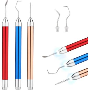 Imagem de 3 peças de ferramentas de capina de vinil LED, ferramenta artesanal de remoção de ervas daninhas com 5 estilos, conjunto de ferramentas de vinil com luz para artesanato faça você mesmo, adesivo