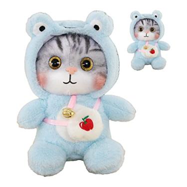 Imagem de VBESTLIFE Brinquedo de Pelúcia de Gato Adorável Macio Colorido Brinquedo de Pelúcia de Gato Com Sino para Crianças Aniversário Quarto Playtime (Azul)
