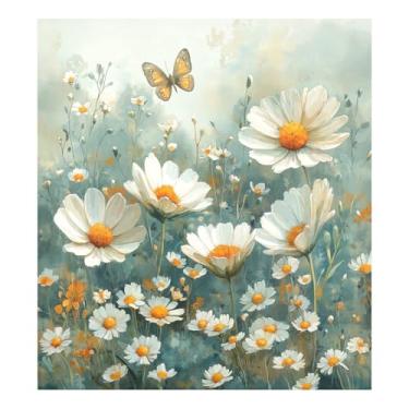 Imagem de Blueangle Aquarela Prado Margaridas Capa de Ímã para Lava-louças, Decoração Frontal de Lava-Louça, Decalques de Armário Doméstico, Adesivos Eletrodomésticos, 58 cm C x 66 cm Adesivo Magnético