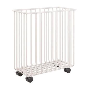 Imagem de Fenteer Cesto de roupa suja com rodinhas Cesto de roupa suja multifuncional respirável Carrinho de roupa suja Cesto de roupa suja para banheiro Apartamento, Branco