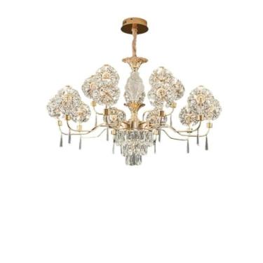 Imagem de Lustre de Cristal de Luxo - Estilo Artístico Pós-Moderno Minimalista | Ideal para Sala de Estar, Quarto Principal, Sala de Jantar e Escritório (12 Lâmpadas)