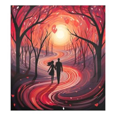 Imagem de SEHANY Capa magnética para máquina de lavar louça, pintura romântica para casais de Dia dos Namorados, adesivos magnéticos decorativos antiarranhões para painel de geladeira e lava-louças, decoração