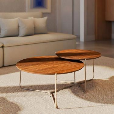 Imagem de Mesa de Centro Redonda para Sala de Estar Luma Nogueira/Bronze