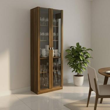Imagem de Cristaleira 2 Portas de Vidro e 4 Prateleiras Catarina Nogal