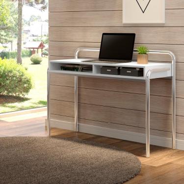 Imagem de Escrivaninha Branca Tubos Cromados