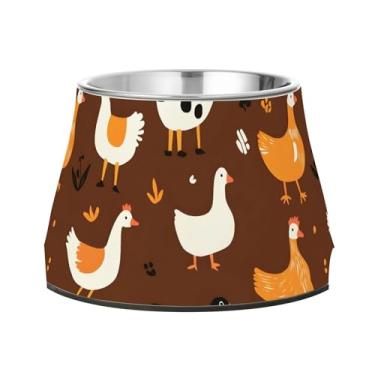 Imagem de SEHANY Tigelas fofas para cães de pato antiderrapante de aço inoxidável com fundo de borracha que evita a queda, 2,3 tigelas quadriculadas para comida e água para cães e gatos