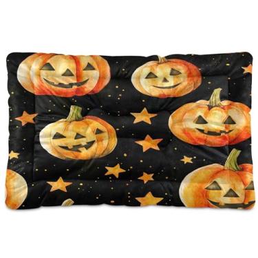 Imagem de SEHANY Cama de Halloween com abóboras amarelas para cães, gatos, outono/inverno, caixote grosso, macio, para animais de estimação, antiderrapante, lavável, para cães pequenos, médios e grandes, gatos