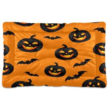 Imagem de SEHANY Cama de Halloween Pumpkins para cães e gatos com fundo antiderrapante, cama de canil, colchão macio para animais de estimação, lavável para cães pequenos, médios e grandes, gatos, 61 x 45 cm