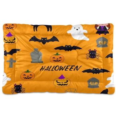Imagem de SEHANY Cama de Halloween morcegos para cães e gatos com fundo antiderrapante, cama de canil, colchão macio para animais de estimação, lavável para cães pequenos, médios e grandes, gatos, 61 x 45 cm