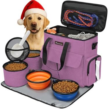 Imagem de Modoker Bolsa para comida de cachorro, aprovada por companhias aéreas, conjunto de acessórios de fraldas portátil, organizador de acessórios de fraldas com 2 recipientes de armazenamento de alimentos,