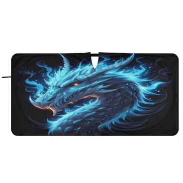 Imagem de ATTX Para-brisa Dragon Car - 157.5 cmx81.3 cm Universal Sun Shield Visor| Acessórios automáticos refletores de calor para proteção do para-brisa dianteiro #858