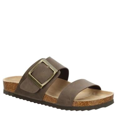 Imagem de Bjorndal - Sandália feminina de couro sintético sem cadarço com duas alças para cama de cortiça, Courtney cinza-escuro, 38