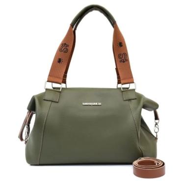 Imagem de Bolsa Feminina Grande Espaçosa Ombro Tiracolo Transversal Couro Eco Luxo Casual Trabalho Viagem Berlim (VERDE BERLIM)