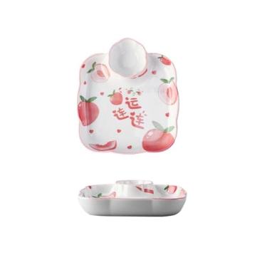 Imagem de Tigela para molho Prato de porcelana para restaurante, louça cerâmica para uso doméstico, bolinho massa, molho, pratos condimentos(Pink)