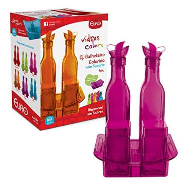 Imagem de Conjunto Galheteiro 4 Peças com Suporte Euro Rosa