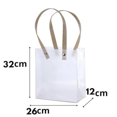 Imagem de Sacola grande transparente para kits presentes artesanatos lembrancinhas embalagem plástico com alça reforçada 10unidade
