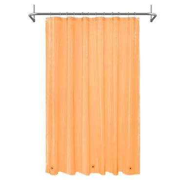 Imagem de Cortina para box de chuveiro Mrs Awesome, com 3 ímãs, de plástico resistente premium flexível, leve e impermeável, 183 x 183 cm, laranja transparente