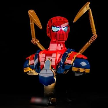 Imagem de Conjunto de luz LED para Lego Marvel Iron Spider-Man Busto 76326, kit de luzes compatível com Lego 76326 modelo de blocos de montar, não incluído