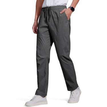 Imagem de FREE SOLDIER Calça de moletom masculina com cintura elástica, leve, resistente à água e secagem rápida para caminhadas ao ar livre, Cinza escuro, 3G
