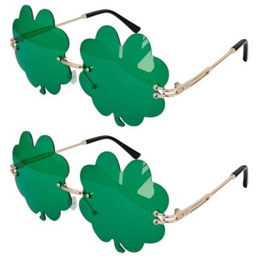 Imagem de GUYI GYGYL Óculos de sol trevo: Novidade verde trevo de quatro folhas óculos de dia de São Patrício para fantasia de duende e festa, Estilo 1, One Size