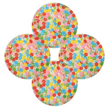 Imagem de Wassud Jogo americano conjunto de 4 tapetes de mesa redondos coloridos com botões de doces para cozinha e jantar, tapetes laváveis e resistentes ao calor, decoração de mesa 39 cm