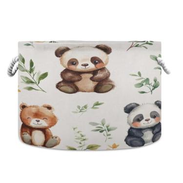 Imagem de WELLDAY Cesta de corda de algodão Pandas Cesta de lavanderia de bebê para sala de estar, lavanderia, berçário, travesseiros, decoração de casa